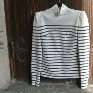 pushBUTTON black & white stripes blouse 🖤